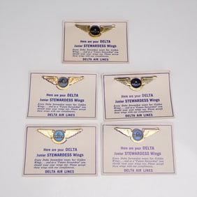 5pc Delta Junior Stewardess Wings Badges