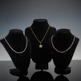 3pc Sterling Silver and Gemstone Necklaces