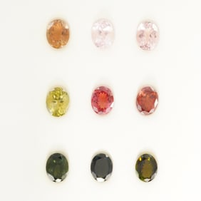 9pc Multi-Color Tourmaline Oval Cut Gemstones, 14.85 CTW