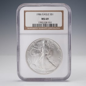 1986 American Silver Eagle Dollar Coin NGC Graded MS 69