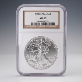 1988 American Silver Eagle Dollar Coin NGC Graded MS 69