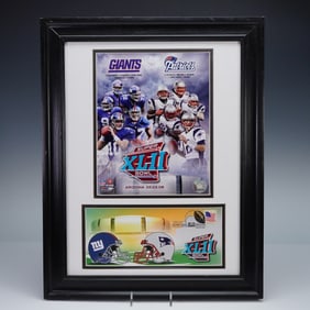 Framed 2008 New York Giants Vs. New England Patriots Super Bowl Memorabilia