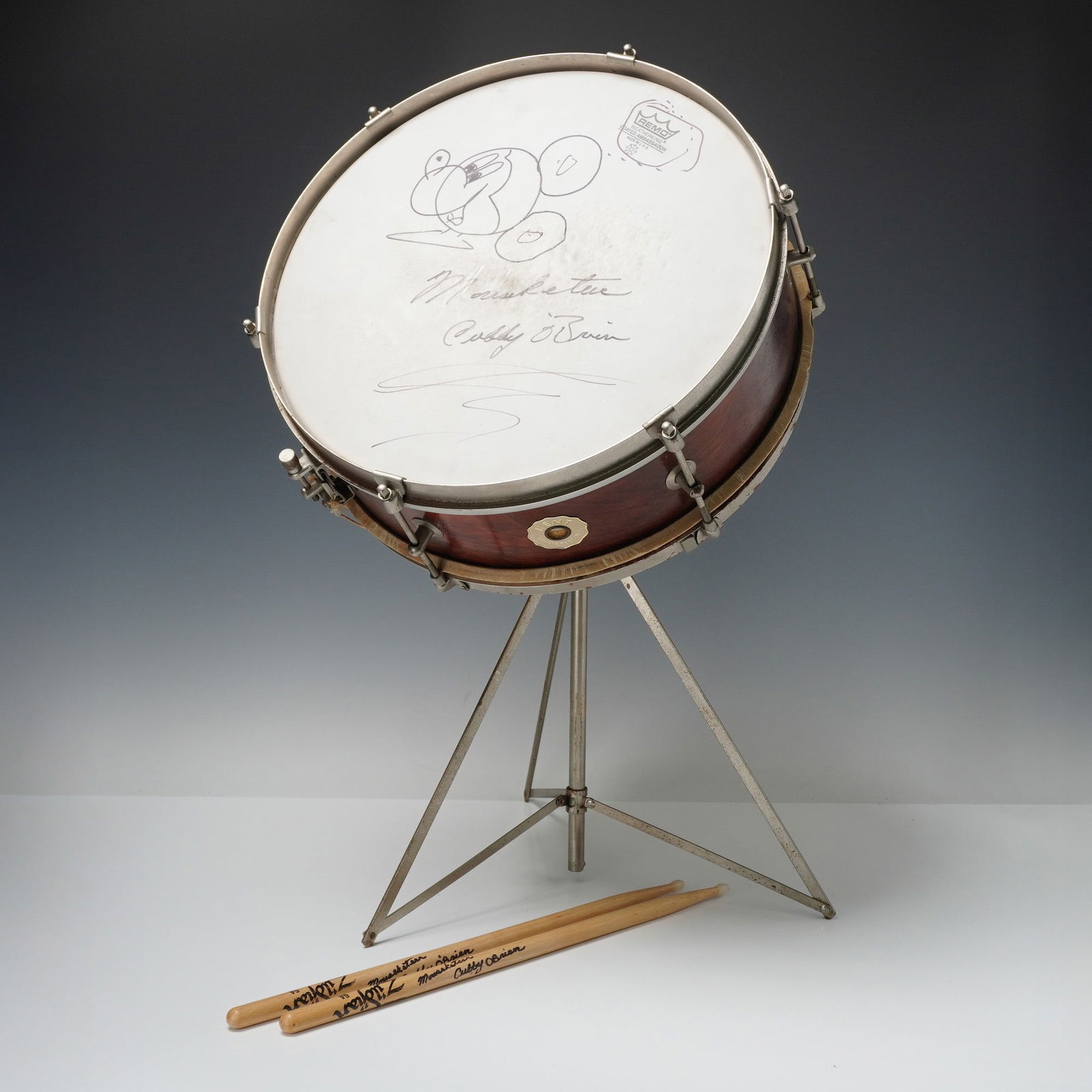 4pc Remo Mouseketeers Leedy Wood Snare Drum, Drumsticks, & Stand, Signed (1 of 3)