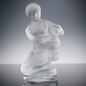 Lalique Crystal Figurine, Diana the Huntress with Fawn