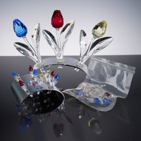 9pc Swarovski Crystal SCS Tulips with Stands
