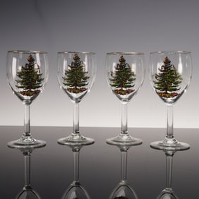 4pc Salem Wine Glasses, Christmas Eve