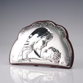 Silver-Plated Madonna and Child Plaque