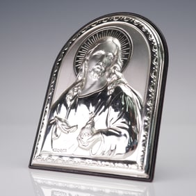 Silver-Plated Sacred Heart of Jesus Plaque