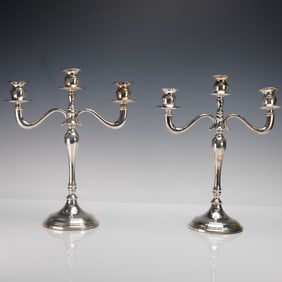 Pair of Siddiolo Argenti 800 Silver Three-Armed Candelabra