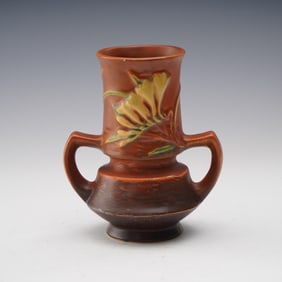 Roseville Pottery Double Handled Freesia Vase