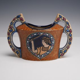 Amphora Czechoslovakia Campina Pottery Two-Handled Vase