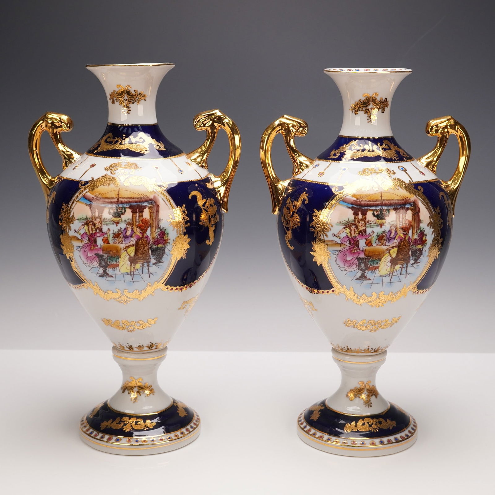 Pair of Limoges France Fine Porcelain Urn Style Vases (1 of 6)