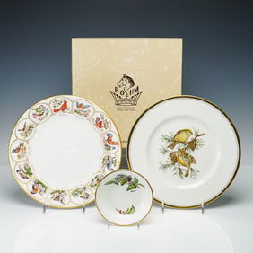 3pc Boehm Porcelain Plates, Birds and Flowers, with a Box