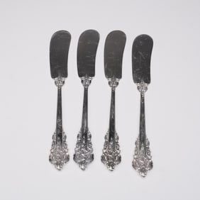 4pc Wallace Sterling Silver Grande Baroque Butter Spreaders