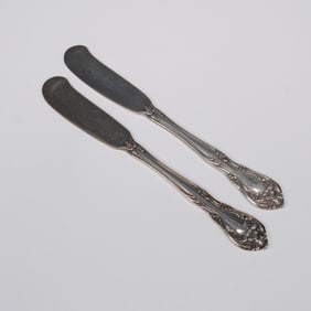 2pc Alvin Sterling Silver Butter Spreaders, Chateau Rose