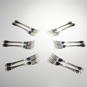 12pc Christofle Sterling Silver Dinner Forks, Marly