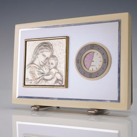 Pantaleone Sterling Silver Plaque Desk Clock