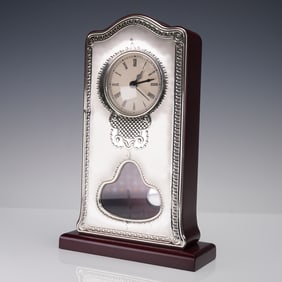 Sterling Silver Mounted Desk Clock