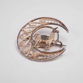 Vintage Peruvian Sterling Silver Filigree Brooch