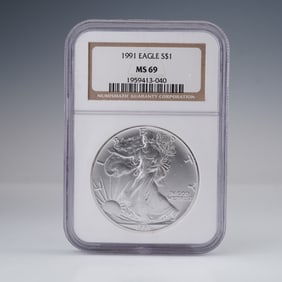 1991 American Eagle Silver Dollar MS69 NGC Graded Coin