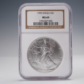 1993 American Silver Eagle Dollar Coin NGC Graded MS 69