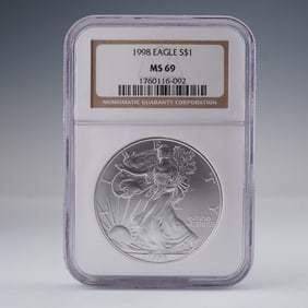 1998 American Eagle Silver Dollar MS69 NGC Graded Coin
