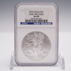2010 Silver American Eagle 1 Dollar NGC Graded MS69 Early Releases