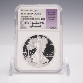 2014-W Silver Eagle $1 NGC Graded PF70 Ultra Cameo Elizabeth Jones Signed