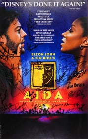 Elton John and Tim Rice Aida Broadway Poster Autographed by Cast