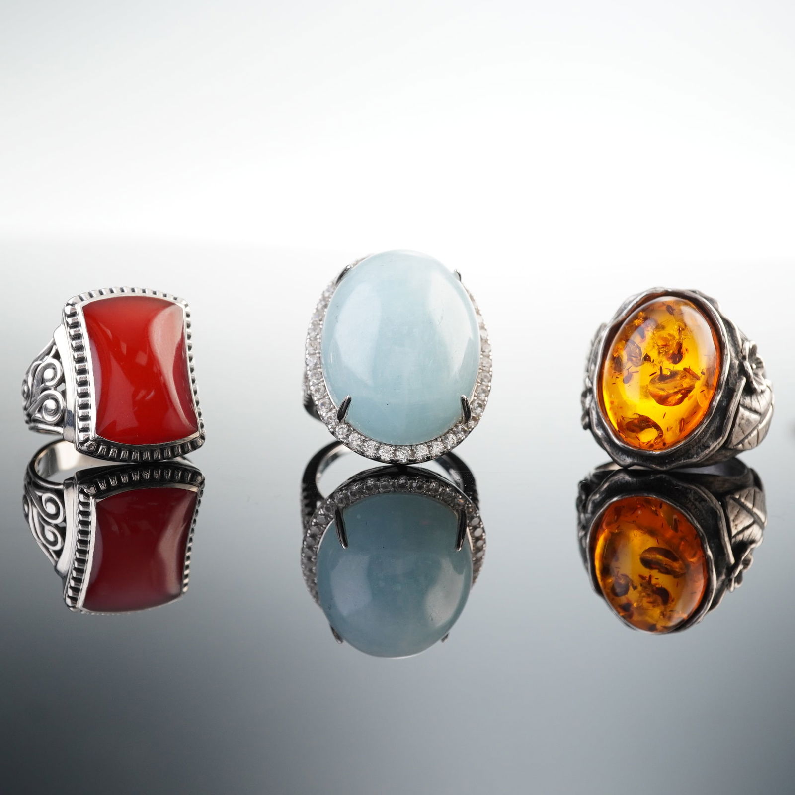 3pc Sterling Cocktail Ring Set with Colorful Gemstones (1 of 9)
