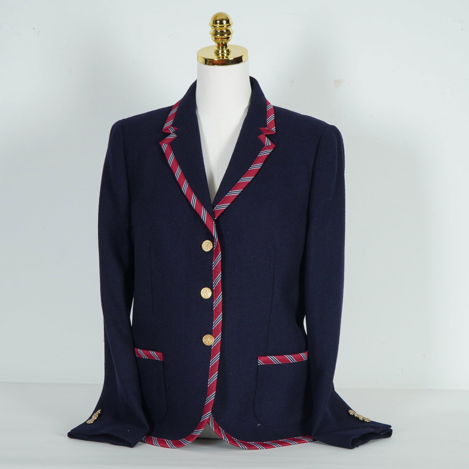 Brooks Brothers 346 Navy Wool Blazer with Striped Trim (1 of 4)