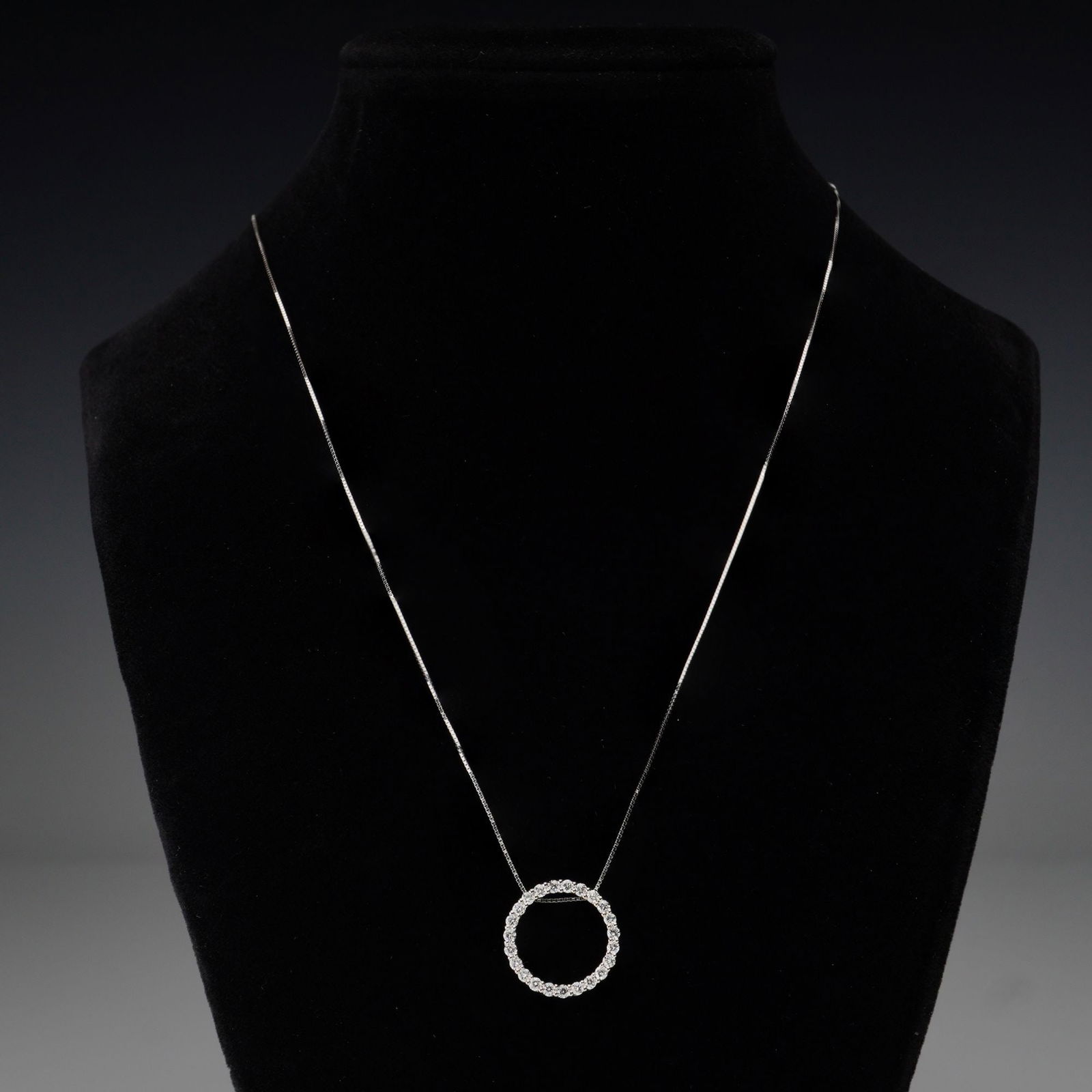 14K White Gold 0.51ctw Diamond Circle Pendant Necklace (1 of 4)