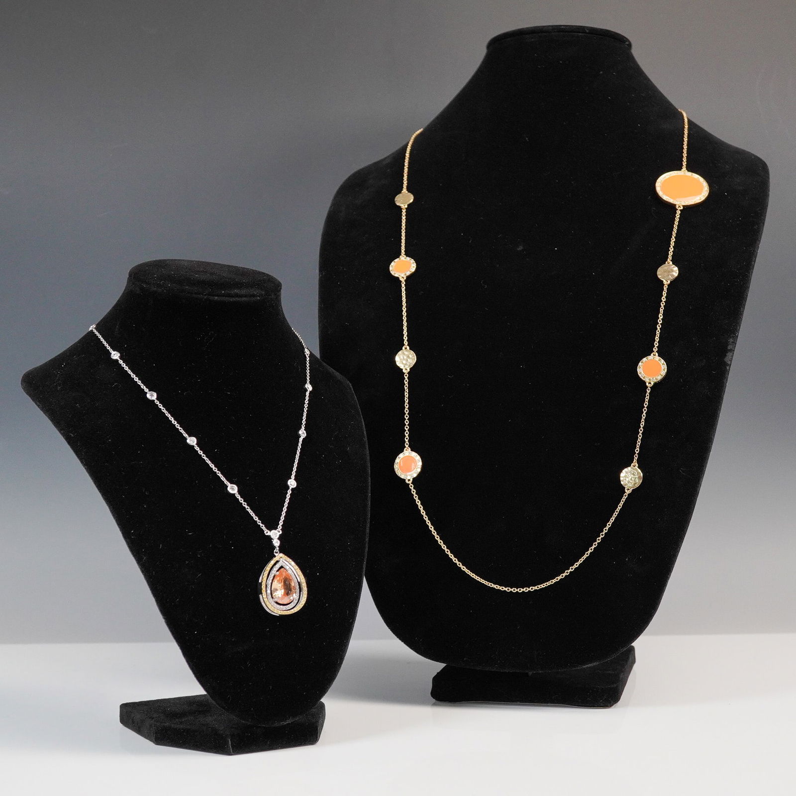 2pc Necklace Grouping, Sterling Silver Drop Pendant and Long Station Chain (1 of 7)