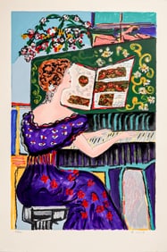 Bracha Guy, Lithograph on Paper, Woman at the Piano, Signed & Numbered