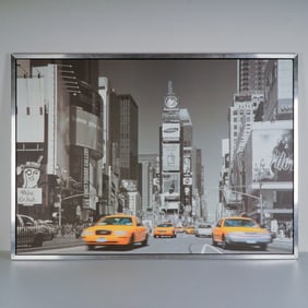 Times Square Taxis Pop Art Framed Poster on Board