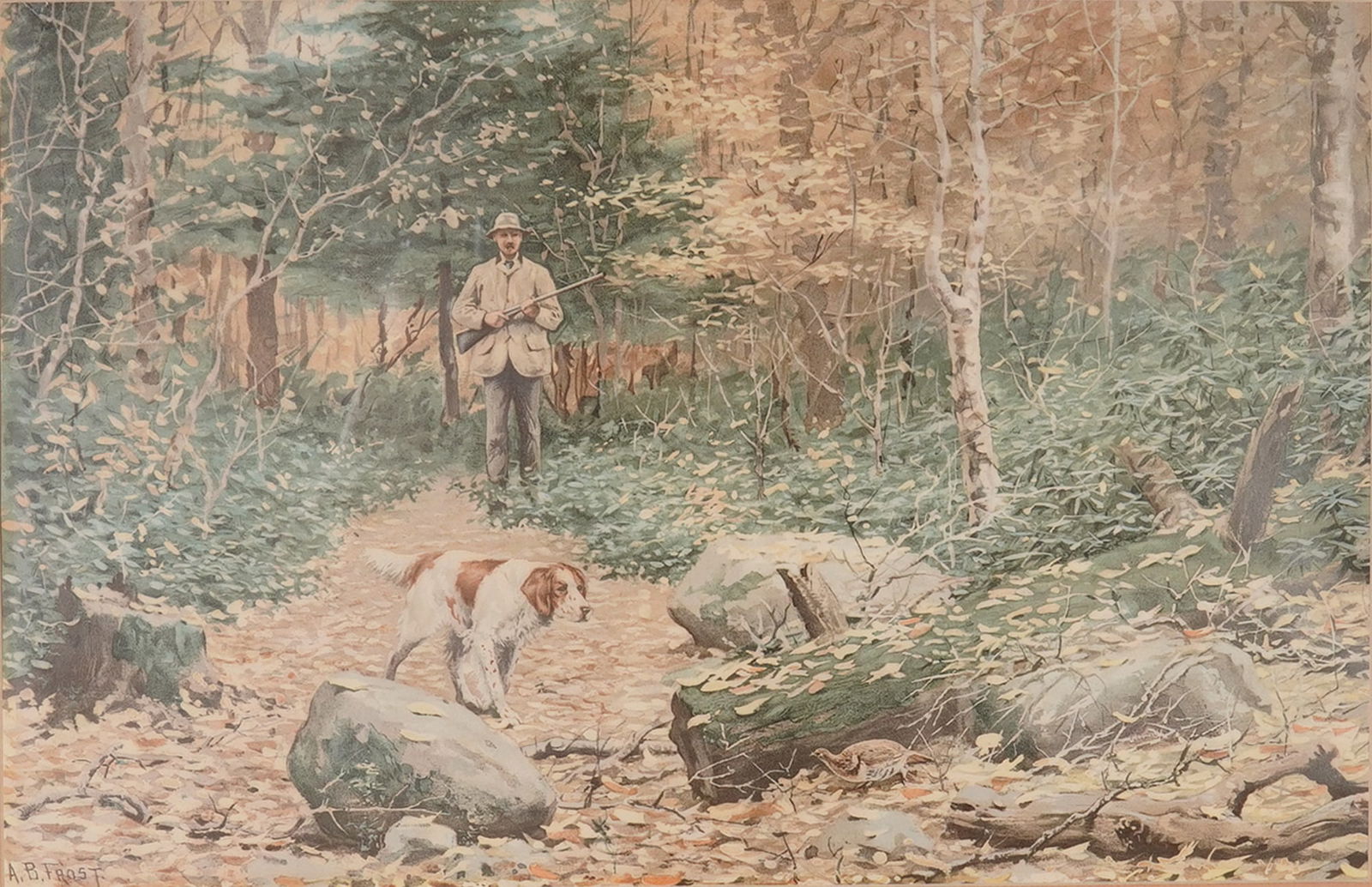 Arthur Burdett Frost (1851-1928) Chromolithograph, Autumn Grouse Shooting (1 of 6)