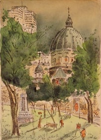 Andjelko Lucic, Hand-Colored Etching on Paper, Montreal Quebec, Signed