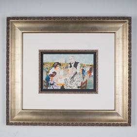 Urbain Huchet Original Lithograph, Tea Aux Tuileries, Signed