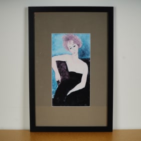 After Amedeo Modigliani Framed Color Print, Red Head Girl in Evening Dress