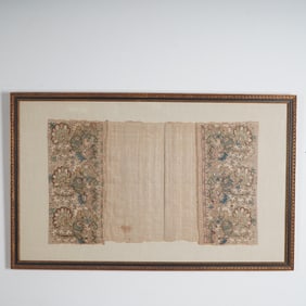 Ottoman Tel Kirma Table Hanging in Linen-Silk w/ Metallic Thread Embroidery