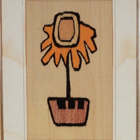 Colombian Handwoven Textile Art, Stylized Flower