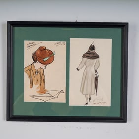 Wayne Hall Art Deco Era Fashion Illustration Studies, 1928–1936, Signed