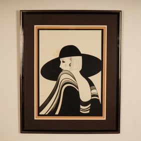 Art Deco Revival Framed Poster, Portrait of an Elegant Lady by Jeannette