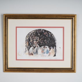 Mystical Gathering Under the Sacred Cave, Ink Signed Color Print