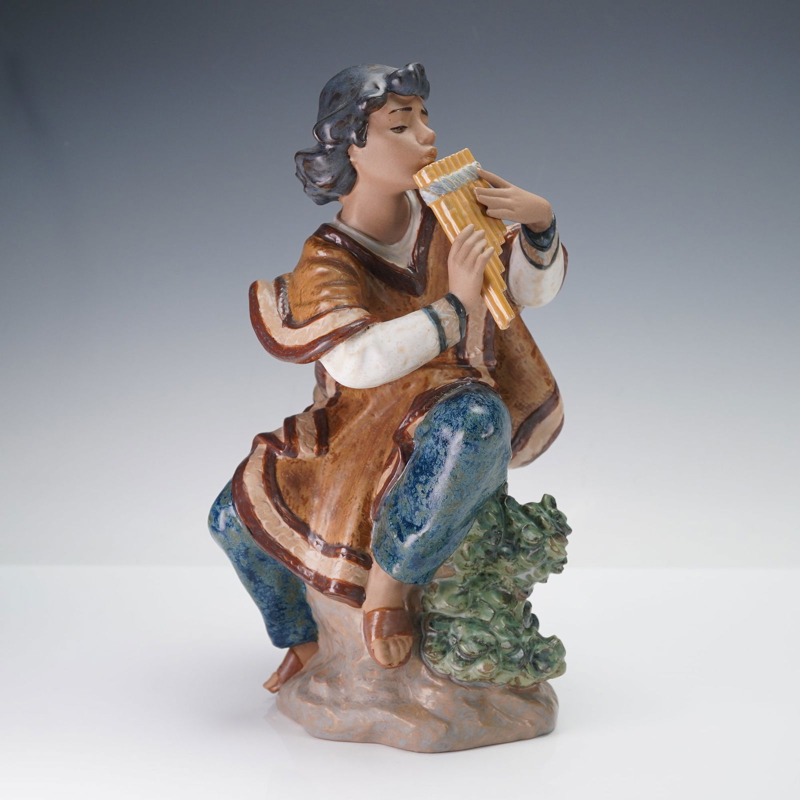 Lladro Gres Porcelain Figurine, Andean Flute Player 01012174 (1 of 4)