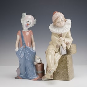 2pc Lladro Porcelain Figurines, Destination Big Top and Little Jester