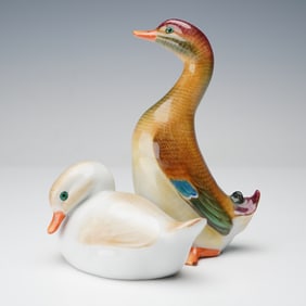 Herend Porcelain Figurine, Pair of Ducks