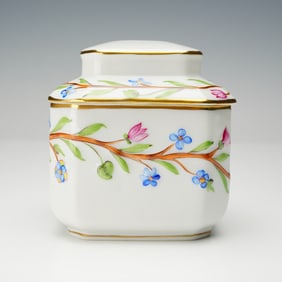 Herend Porcelain Floral Fancy Tea Caddy with Lid