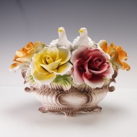 Capodimonte Figurine, Basket of Doves & Roses