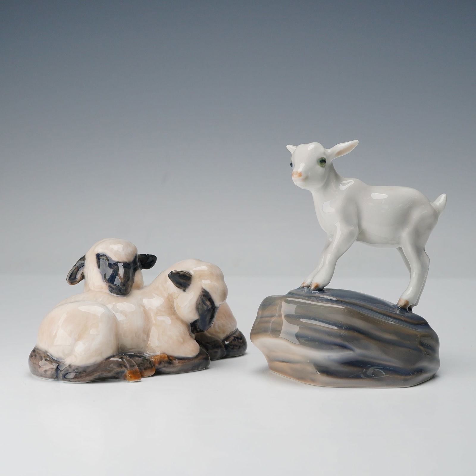 2pc Royal Copenhagen Figurines, Resting Lambs 2769 & Goat Kid 4760 (1 of 4)